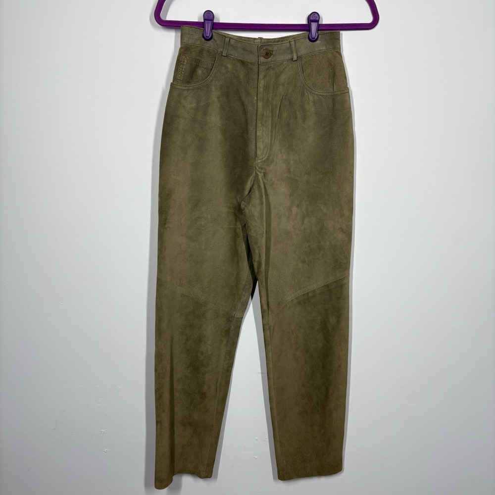 Peruvian Connection Womens Suede‎ Leather Pants Size 6 Brown Straight High Rise